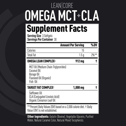 Lean CORE Omega MCT + CLA - Stimulant Free Health Formula, Lean Muscle & Toned (CORE)ACTIVEBuy Supplements Australia
