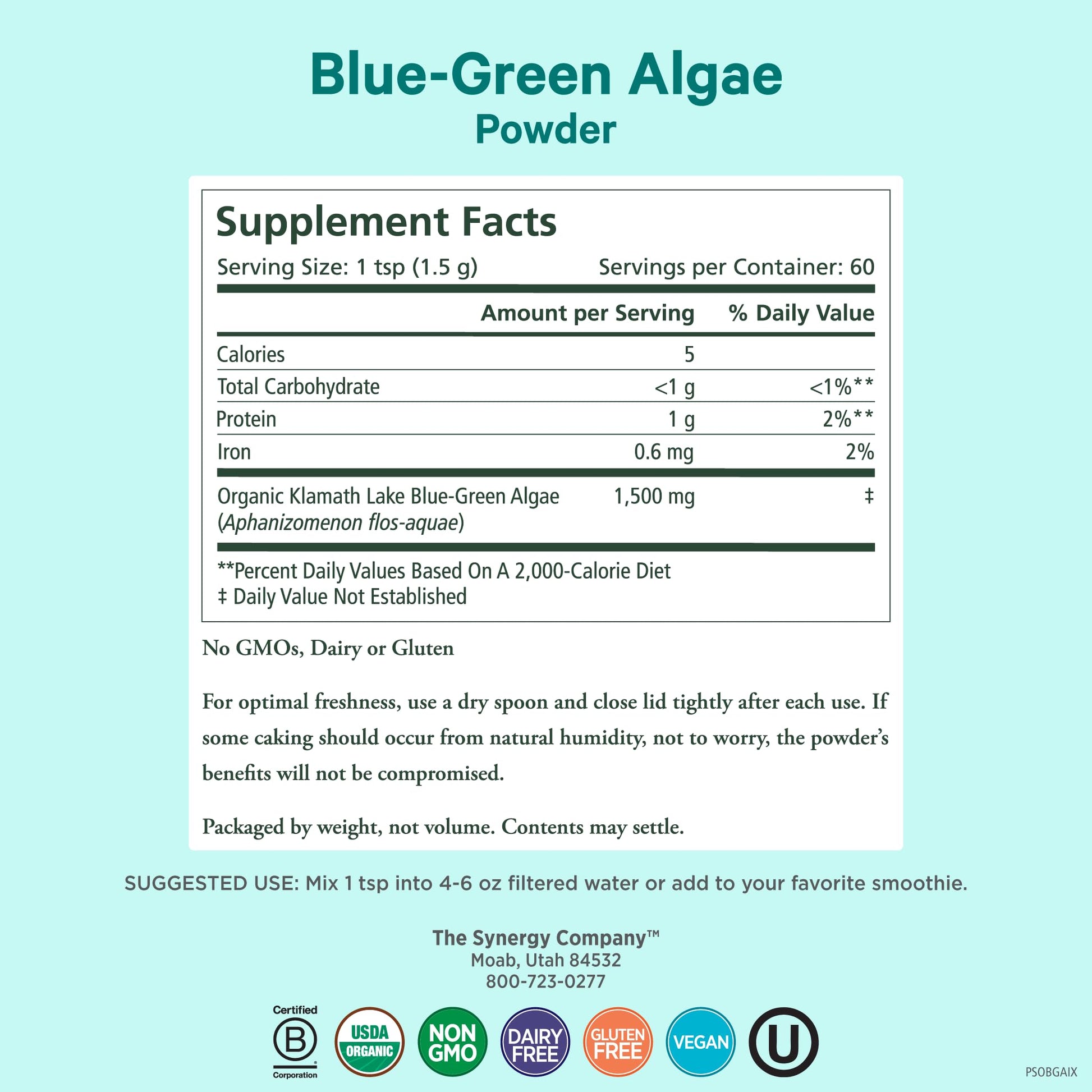 PURE SYNERGY Blue-Green Algae Powder | Superfood Powder with Chlorophyll | Organic AFA Blue Green Algae Supplement | Supports Energy, Mental Clarity, and Detoxification (3.2 oz.) PURE SYNERGYBuy Supplements Australia