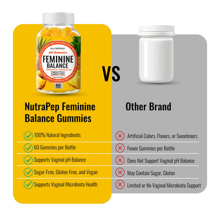 NutraPep Feminine Balance Probiotics Gummies for Women - Vaginal Health & Women's pH Balance Natural Gummy Supplement with Cranberry Pineapple Powder - Sugar Free Gluten Free Vegan (Pack of 2) NutraPepBuy Supplements Australia