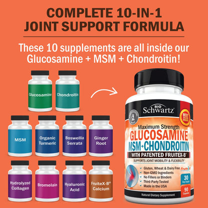 Glucosamine Chondroitin MSM 2110mg - Joint Support Supplement with Turmeric BioSchwartzBuy Supplements Australia