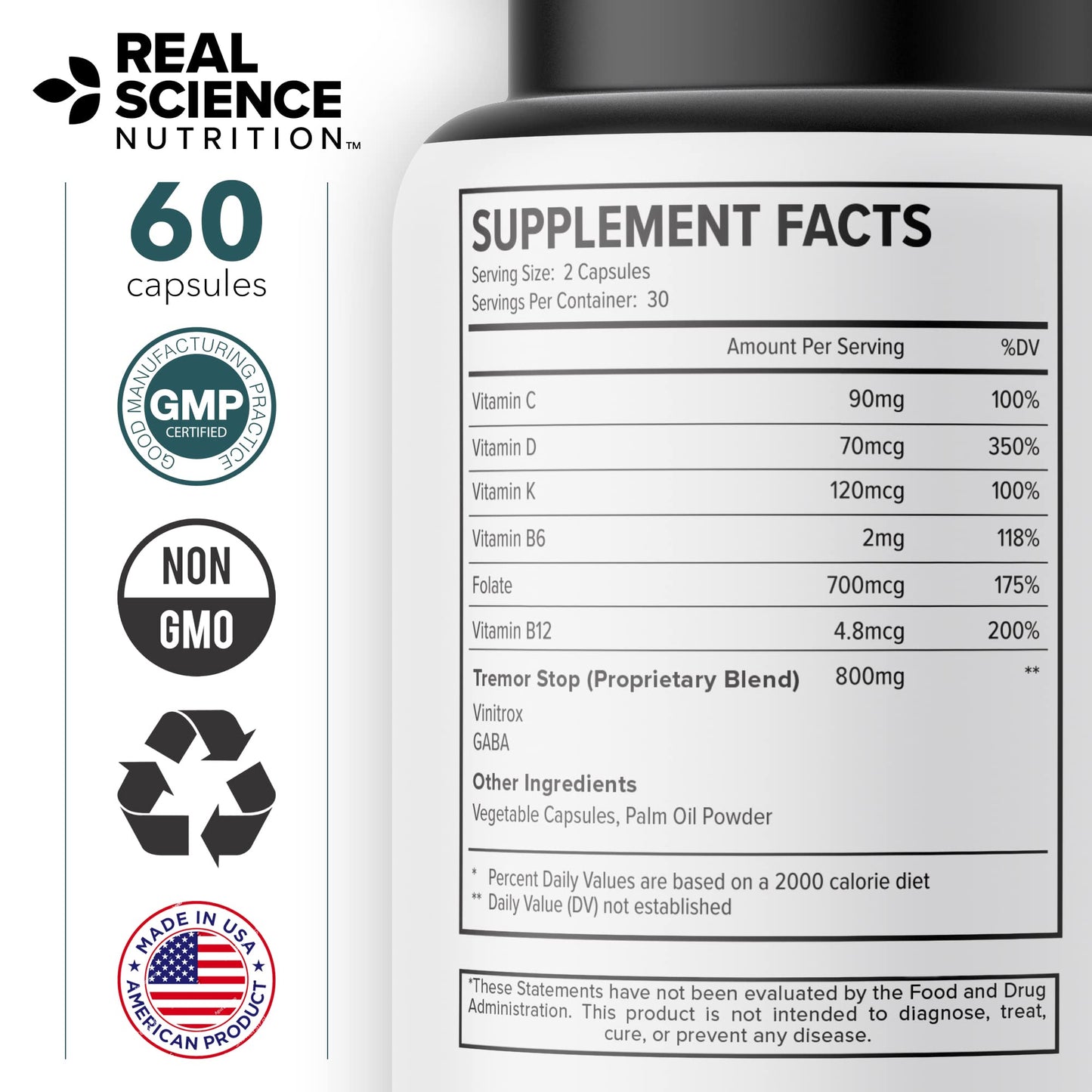 Real Science Tardivex All Natural Nerve Support Supplement for Neurological Balance - Includes Vinitrox, GABA & Essential Vitamins for Controlled Movement & Coordination - Made in USA, 60 Caps Real Science NutritionBuy Supplements Australia