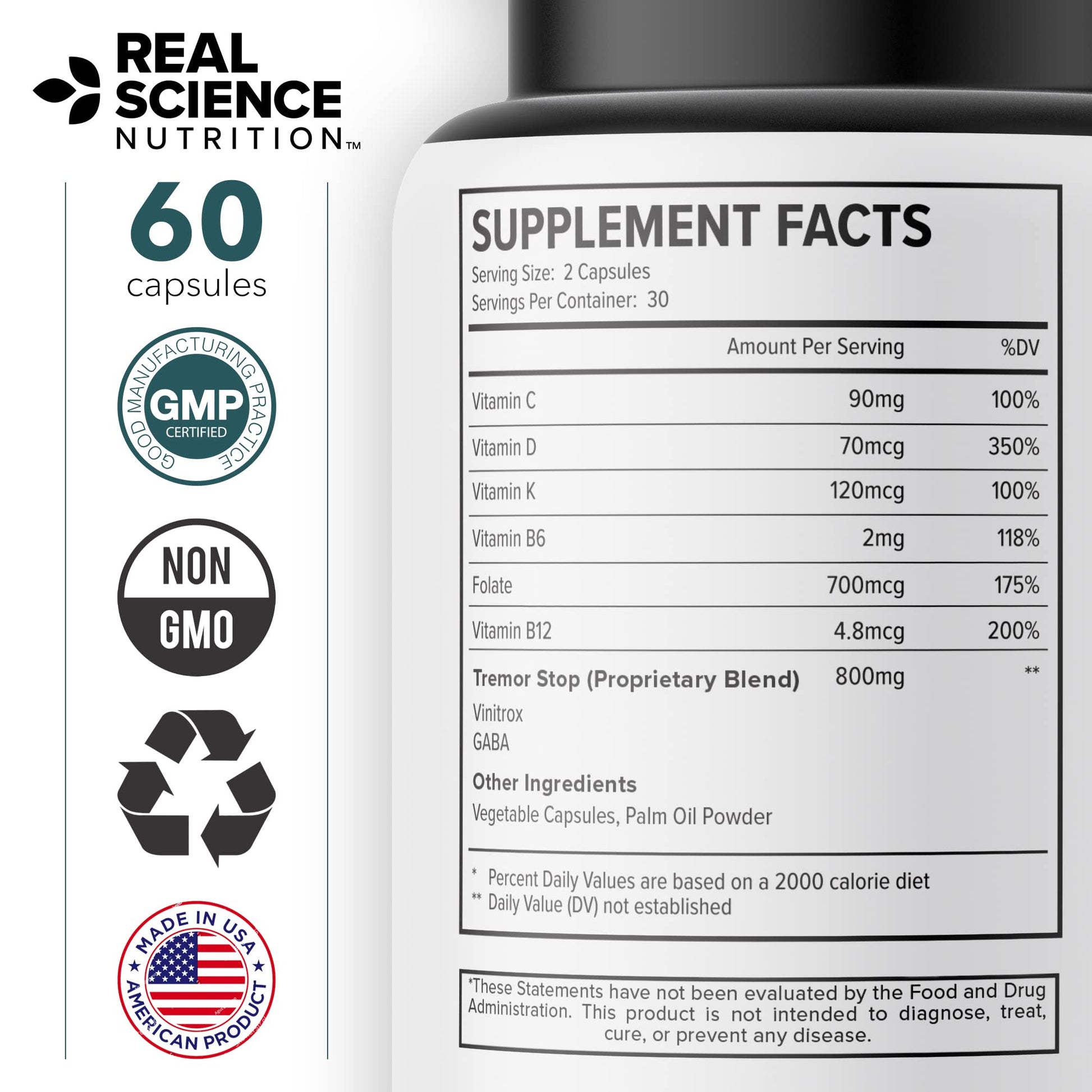 Real Science Tardivex All Natural Nerve Support Supplement for Neurological Balance - Includes Vinitrox, GABA & Essential Vitamins for Controlled Movement & Coordination - Made in USA, 60 Caps Real Science NutritionBuy Supplements Australia