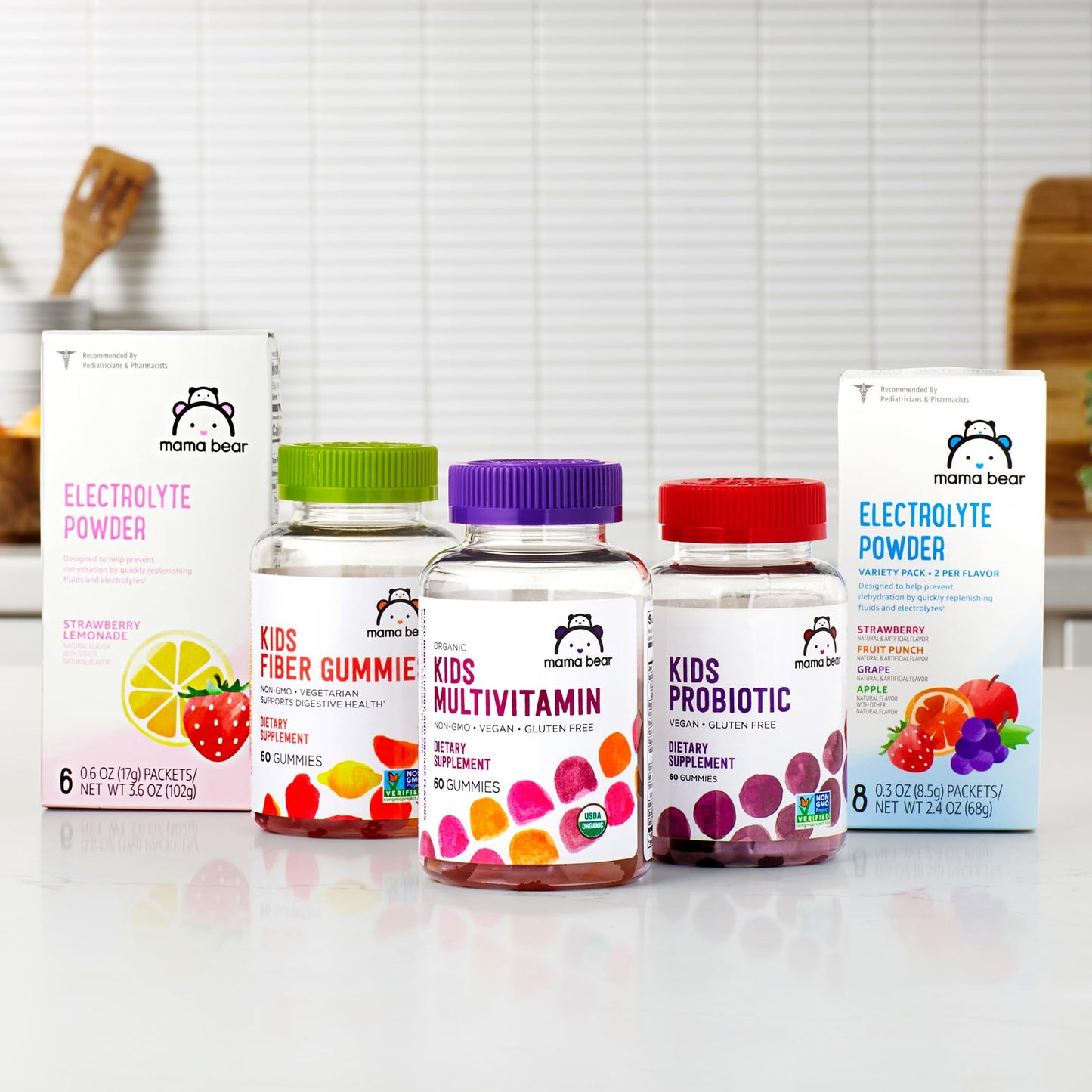 Amazon Brand - Mama Bear Organic Kids Multivitamin, 60 Gummies, 1 Month Supply (Packaging May Vary), Berry, Cherry & Orange Mama BearBuy Supplements Australia