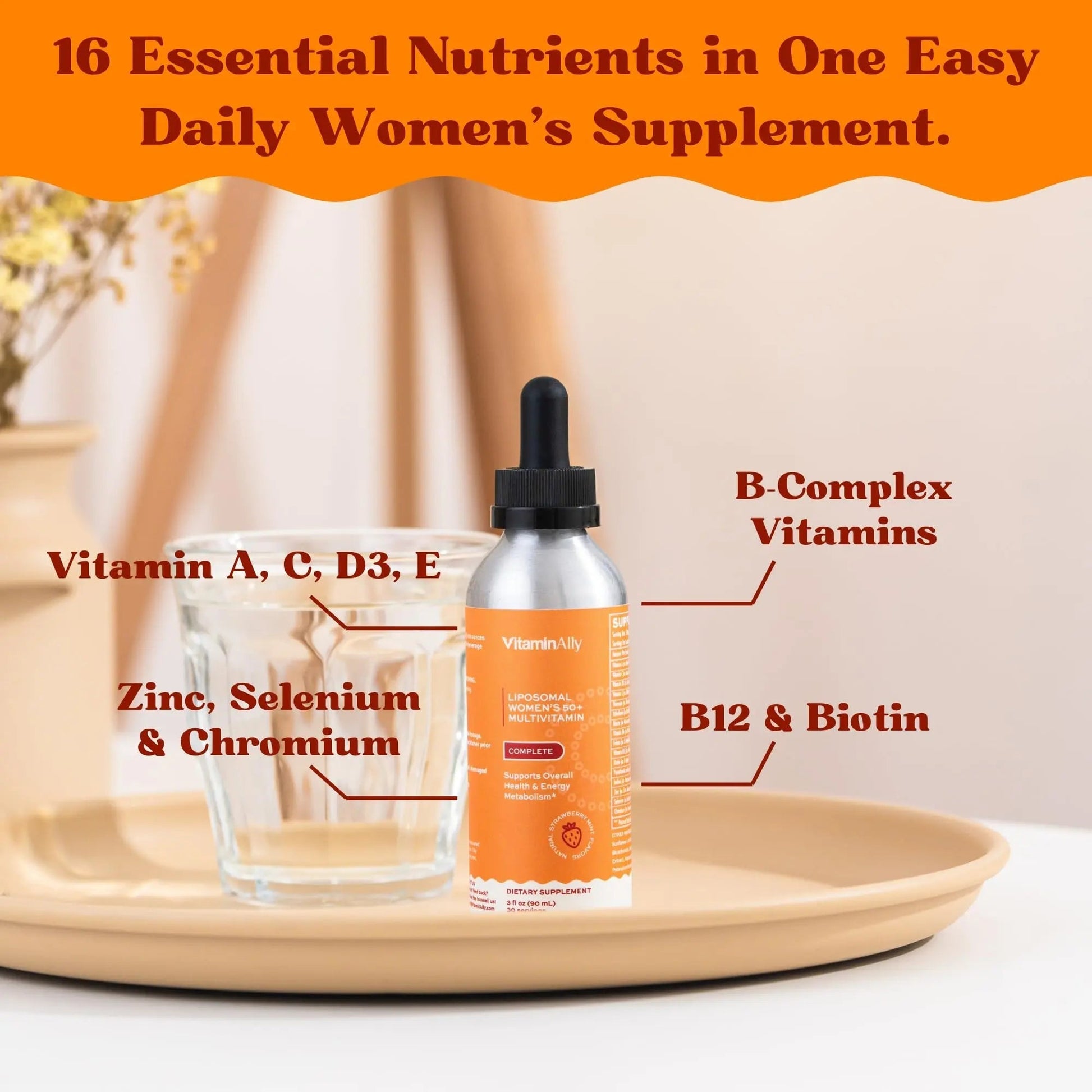 Vitaminally Women’s 50+ Liposomal Liquid Multivitamin – 16 Essential Vitamins & Minerals for Energy, Bone & Immune Support Vitaminally