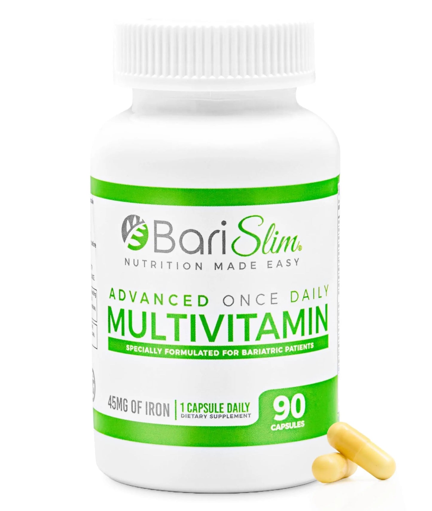 BariSlim Advanced Once Daily Bariatric Multivitamin Capsule - 45 mg of Iron - Bariatric Vitamin for Post Bariatric Surgery Including BariSlim