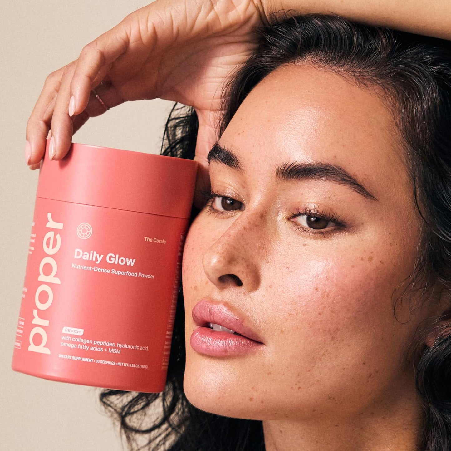 Proper, The Corals Daily Glow Beauty Blend - Nutrient Dense Superfood Powder with Collagen Peptides, Hyaluronic Acid Powder, Vitamin C, and MSM. Hair, Skin, Nail Vitamin Supplement for Women & Men ProperBuy Supplements Australia