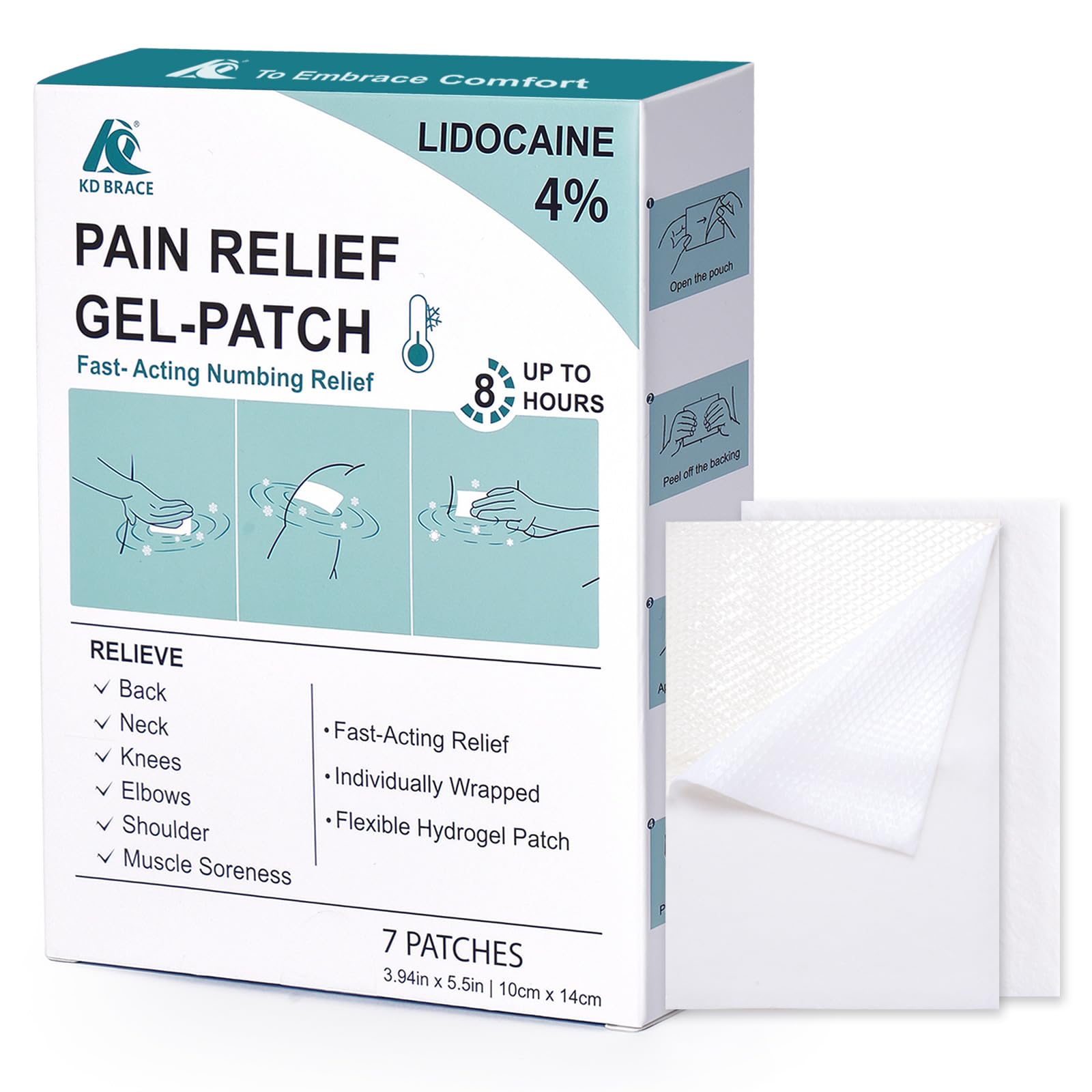 KD 4% Lidocaine Pain Relief Patches: Maximum Strength Lidocaine Patch for Back, Neck, Shoulder, Knee Pain, and Muscle Soreness – Large 3.9” x 5.5” (7 Count) KDBuy Supplements Australia