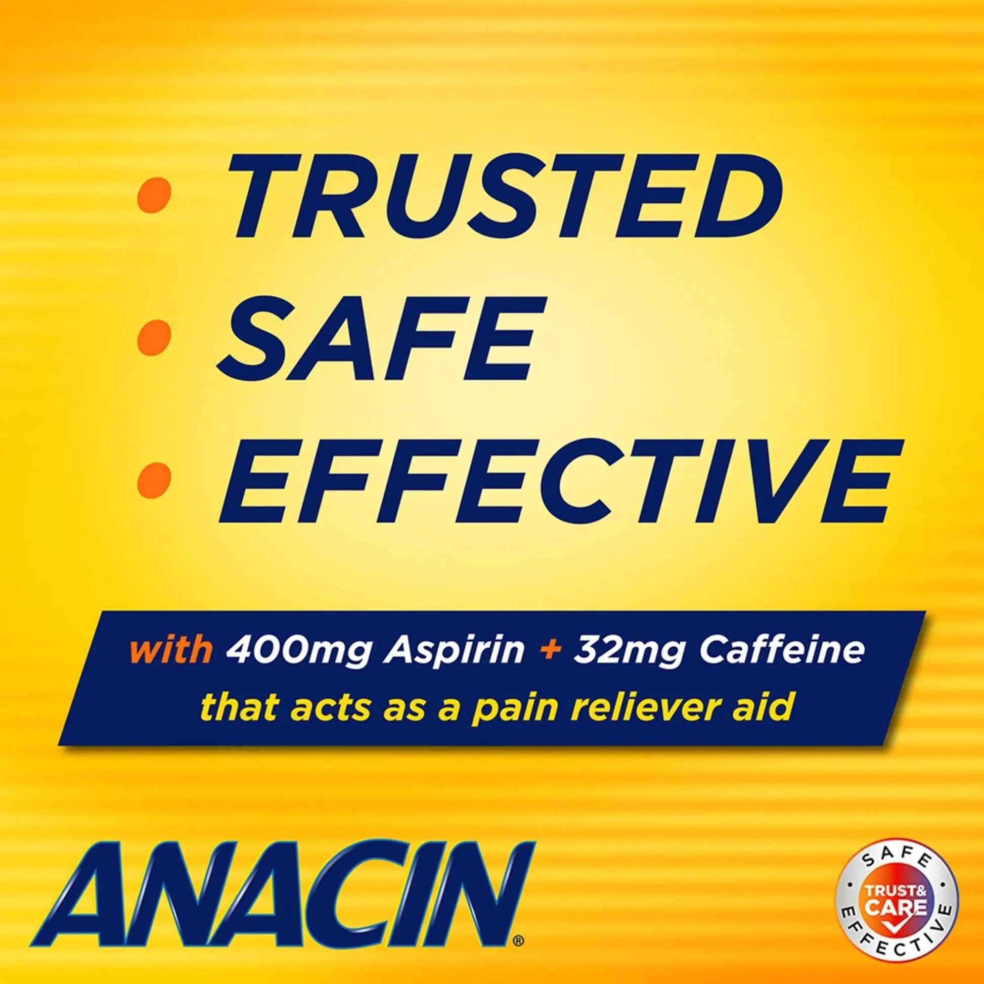 Anacin Aspirin & Caffeine Fast Pain Relief, Eases Minor Aches and Pains Due to Headache, Muscle Aches & Arthritis, 300 Count ANACINBuy Supplements Australia