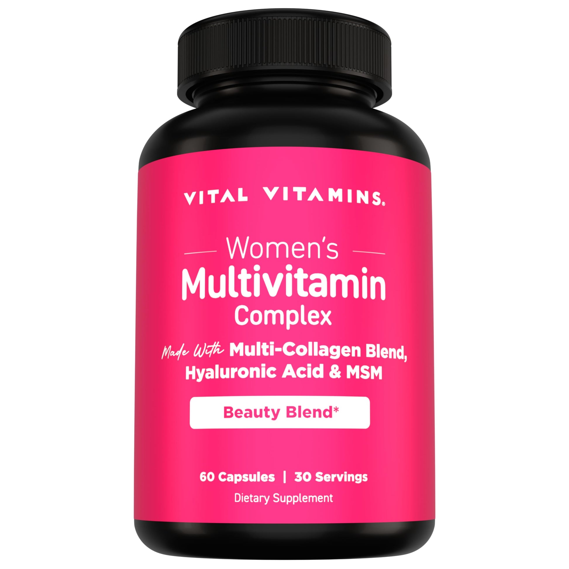 Vital Vitamins Women's Multivitamin Complex - Made with Multi-Collagen Blend, Hyaluronic Acid, & MSM - Beauty Multivitamins - with Vitamin A, C, E, B6, B12, D3-60 Capsules Vital VitaminsBuy Supplements Australia