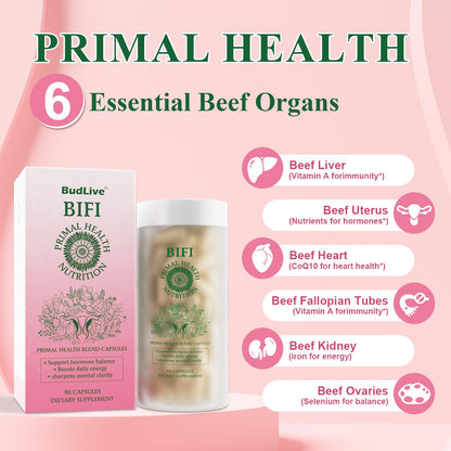 BudLive Beef Organ Supplement for Women – 100% Grass-Fed & Pasture Raised [Ovary, Liver, Spleen, Kidney & Heart] Primal Nutrition for Hormone Support, Energy & Wellness, 90 Capsules BudLiveBuy Supplements Australia