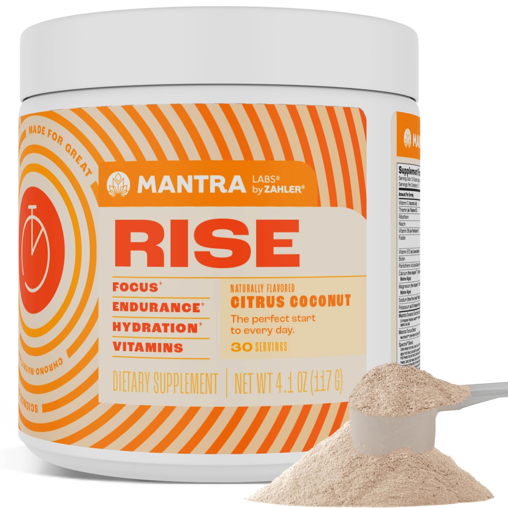 Zahler Mantra Rise, The Energy and Focus Supplement, Citrus Coconut Flavored, 30 Servings. ZahlerBuy Supplements Australia