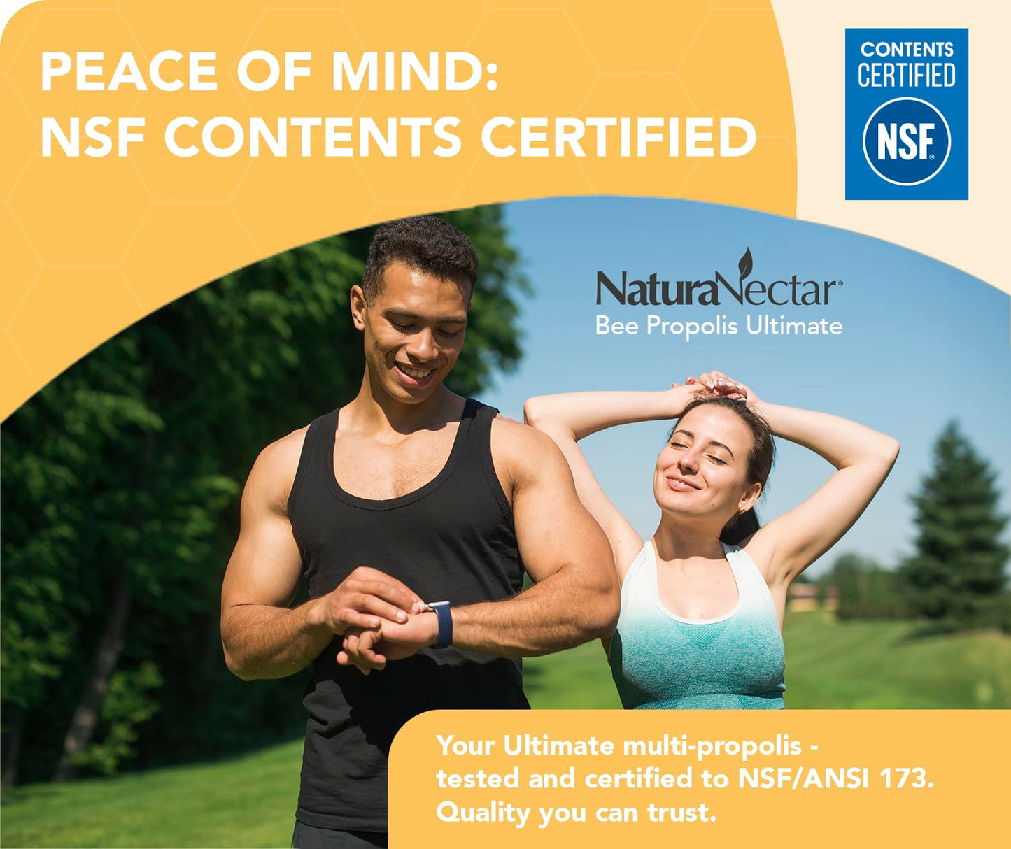 NaturaNectar - Ultimate Bee Propolis Capsules - NSF Contents Certified -Brazilian Red, Brown, & Green - Gluten-Free Supplement with Flavonoids - Naturally Sourced Through Ethical Beekeeping (60pcs.) NaturaNectarBuy Supplements Australia