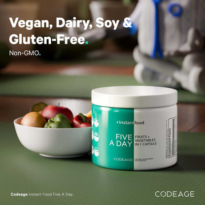 Codeage Instantfood Five A Day – Fruits & Vegetables Capsule Supplement – Whole Food Phytonutrients – 15 Fruits and Veggies Blend - Vegan, Non-GMO – 30 Capsules CodeageBuy Supplements Australia