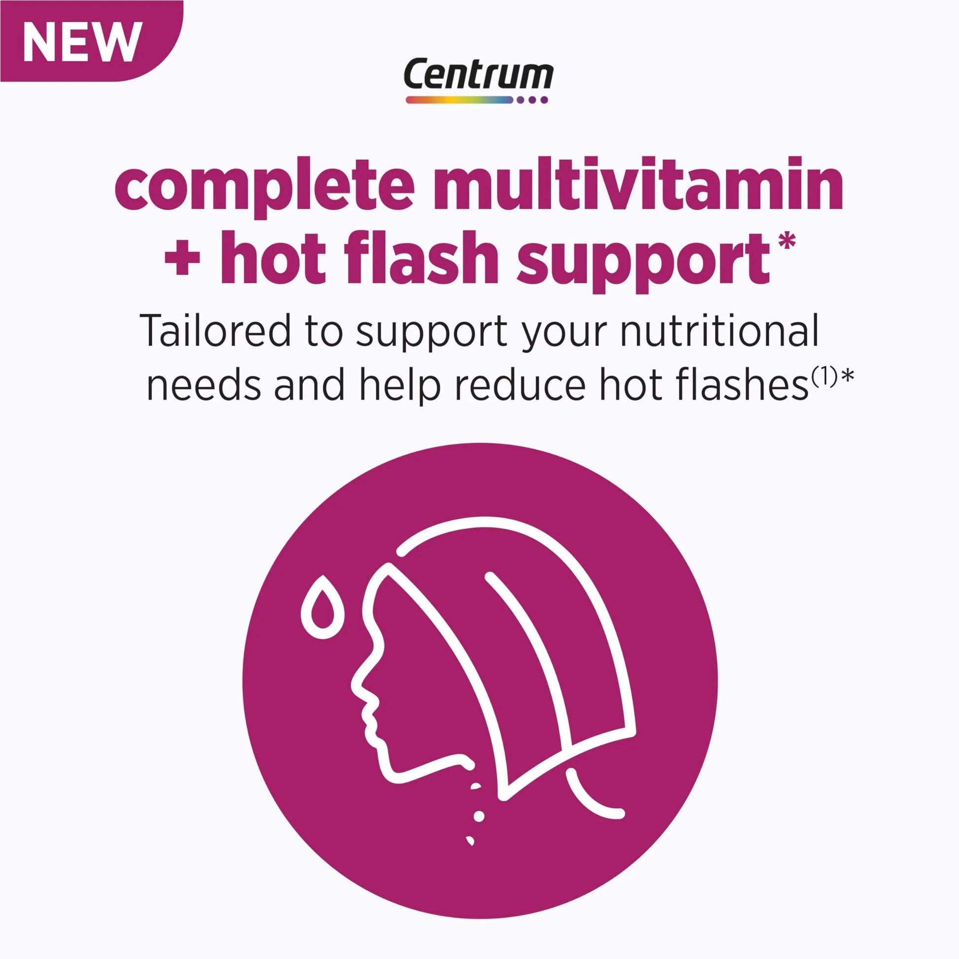Centrum Complete Multivitamin Supplement + Hot Flash Support Menopause Support Tablets, with Clinically Studied geniVida, 30 Count Centrum