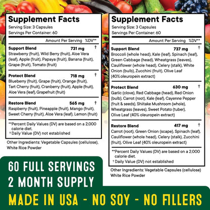 Superfood Fruit and Veggie Supplement - 360 Whole Super Fruit and Vegetable Supplements & Vitamin with Beta-Carotene, Soy Free- 180 Count (Pack of 2) Superfood MDBuy Supplements Australia
