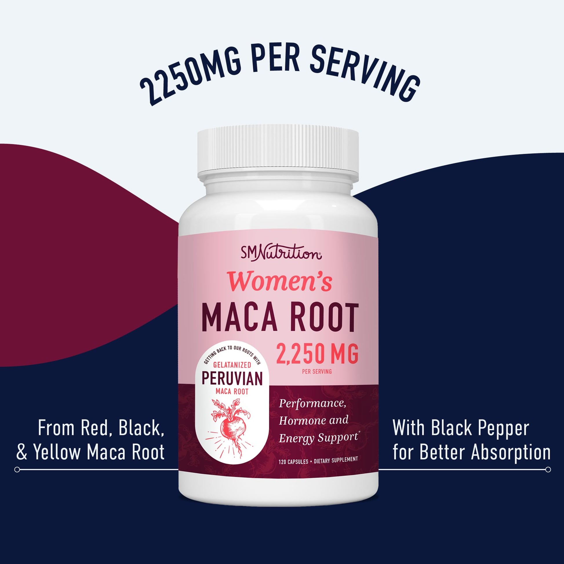Organic Maca Root Capsules for Women | 2250MG Extra Strength | Red, Black & Yellow SMNutritionBuy Supplements Australia