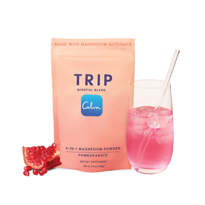 TRIP Magnesium Glycinate Powder with L-Theanine & Lion’s Mane, Sugar Free Magnesium Supplement for Adults, 250mg Magnesium per Drink Mix Serving, Pomegranate Orange Blossom, 1 Bag - 30 Servings TRIPBuy Supplements Australia
