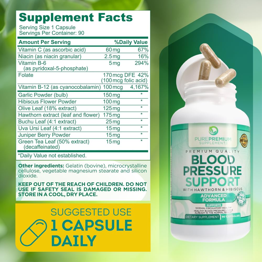 PurePremium Blood Pressure Support Supplement with Hawthorn, Hibiscus & Garlic PurePremium SupplementsBuy Supplements Australia