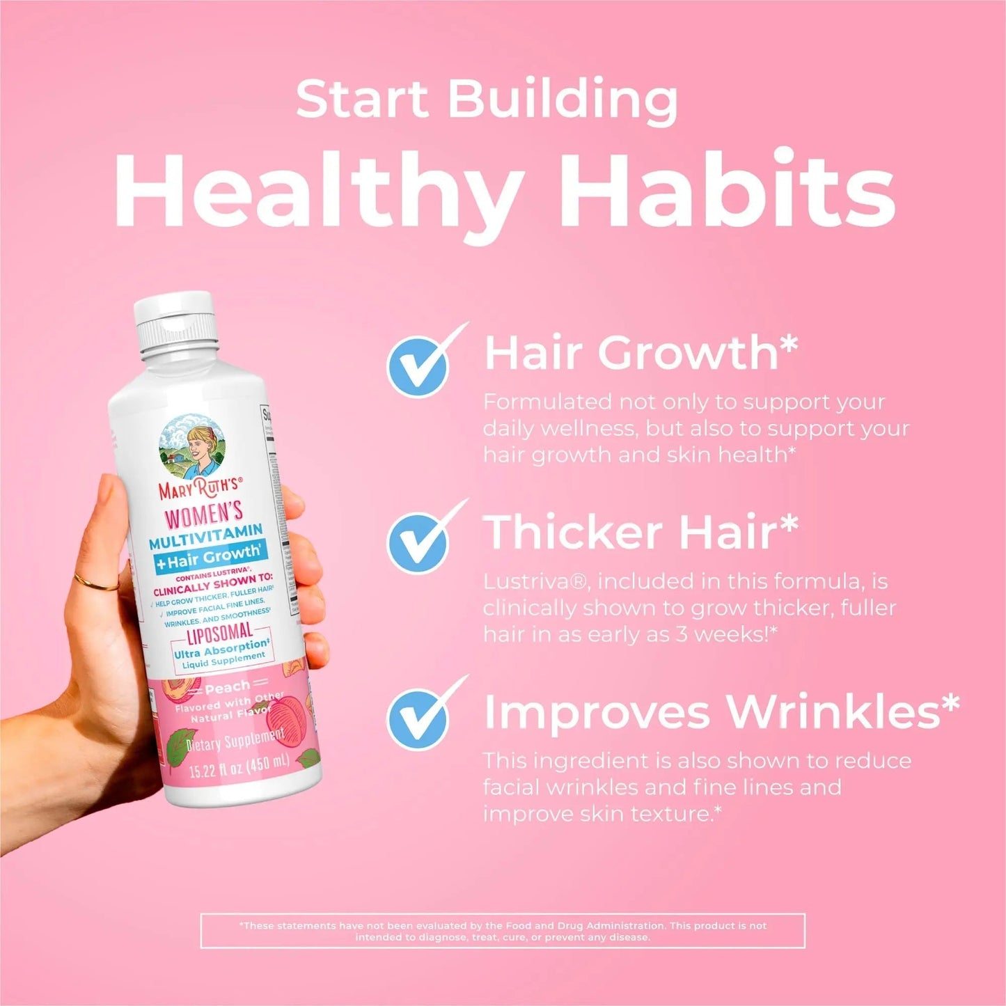 MaryRuth's Women's Multivitamin + Hair Growth Liposomal (Peach) & Iron Liquid (Berry) | Clean Label Project Verified® | MARYRUTH'SBuy Supplements Australia