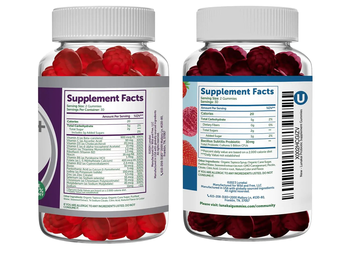 Lunakai USA Made Women 50+ Multivitamin & Probiotic Gummies Bundle – Immune & Digestive Support – 60 Non-GMO Gummies Each LunakaiBuy Supplements Australia