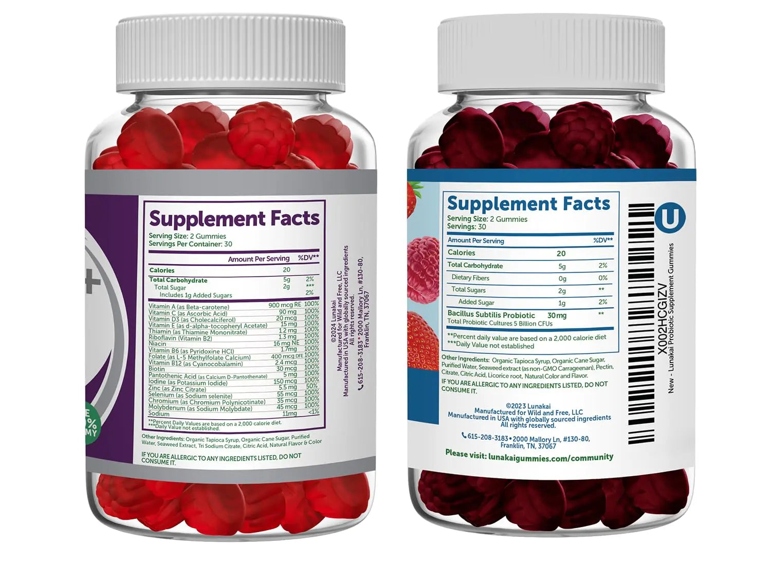 Lunakai USA Made Women 50+ Multivitamin & Probiotic Gummies Bundle – Immune & Digestive Support – 60 Non-GMO Gummies Each LunakaiBuy Supplements Australia