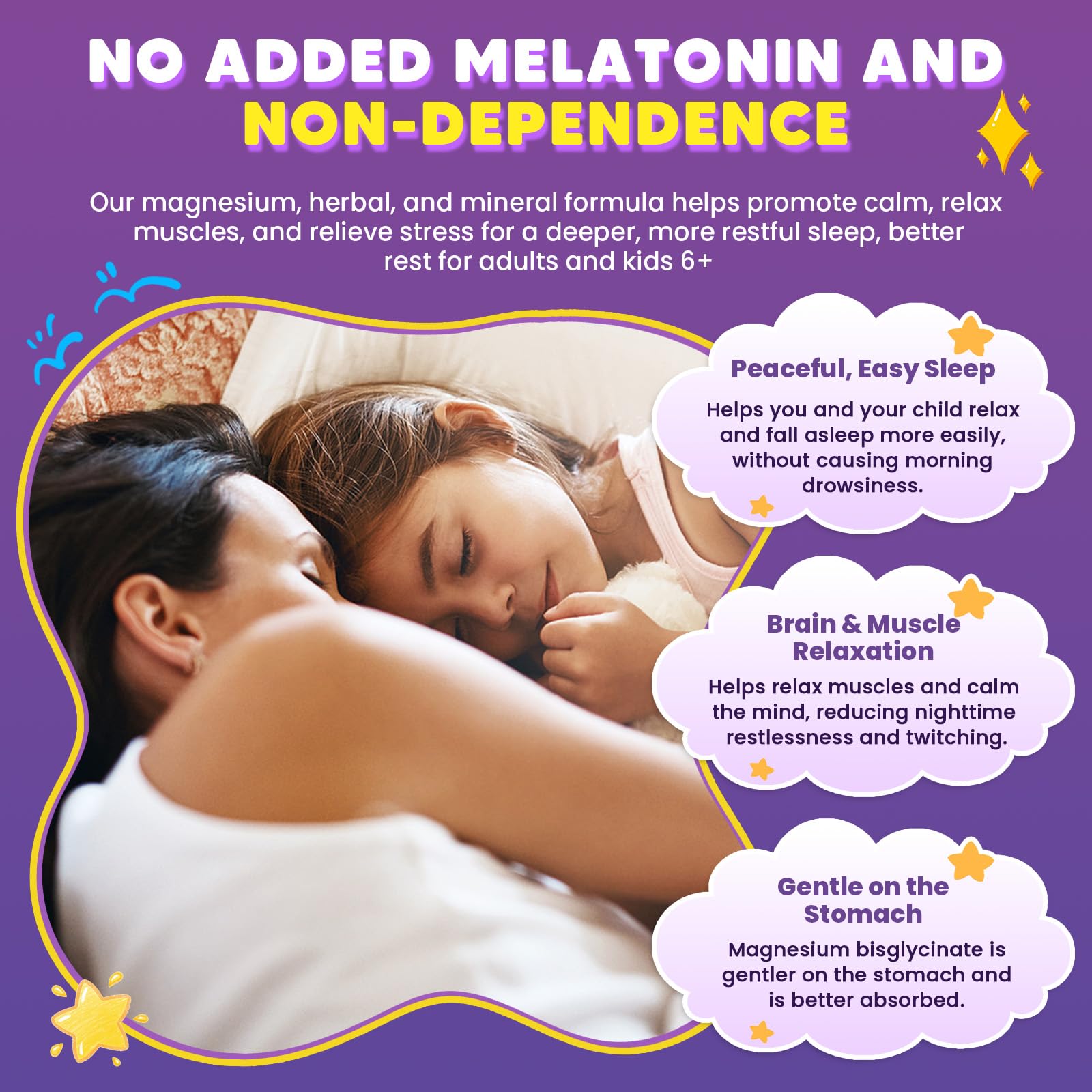Magnesium Glycinate Gummies 400/200mg for Kids & Adults, NO Melatonin Sleep Aid Magnesium Supplement Gummies with Chamomile, Lavender, L-Theanine & GABA, B6, D3 & K2 for Bone, Relax, Immune Support GORNVBBuy Supplements Australia
