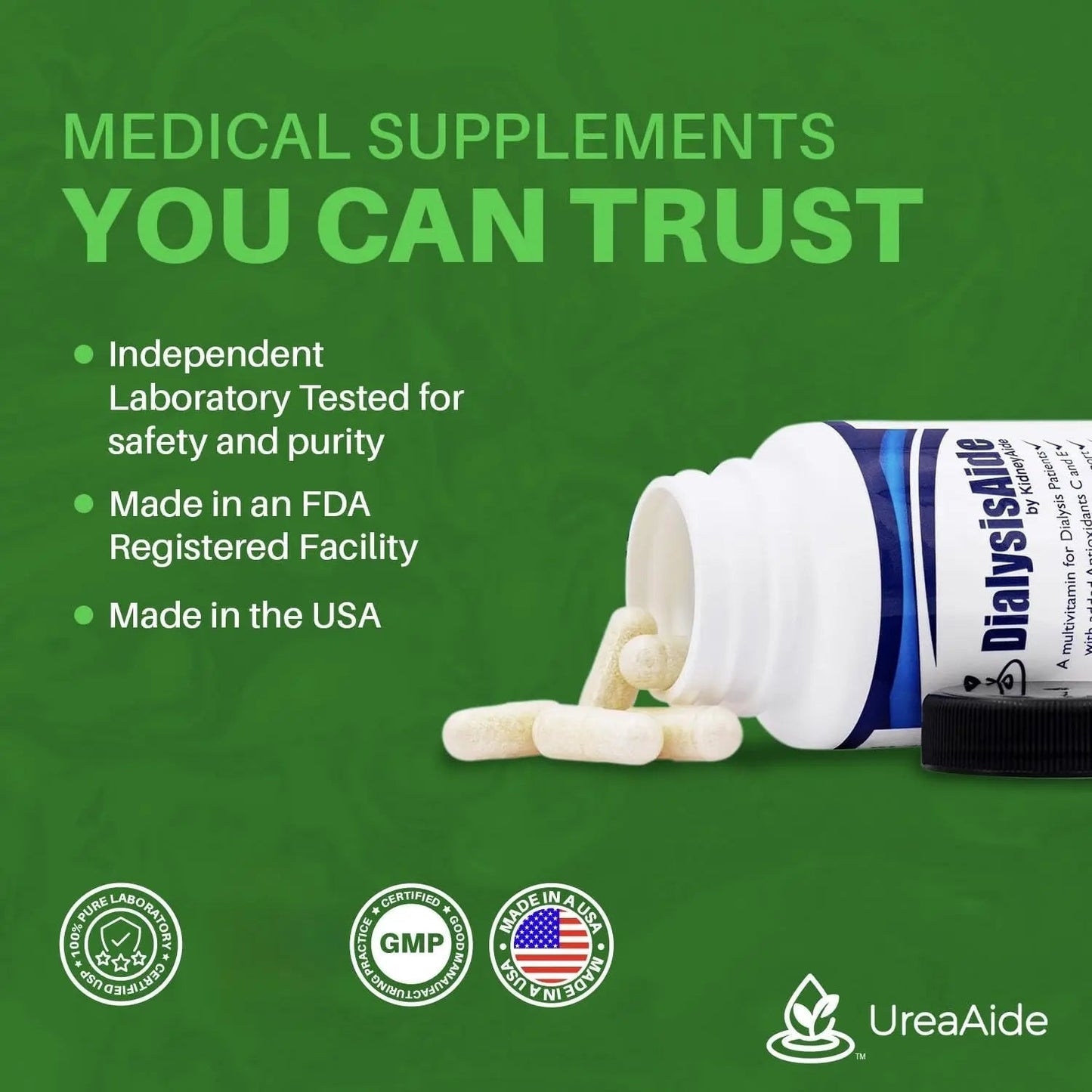 Renal Replacement Therapy Complete Multi Vitamin - 60 Capsules, 30 Day Supply, B-Complex, Antioxidant Vitamin C& E, L-Carnitine & Zinc Immune, Skin, Red Cell KidneyAideBuy Supplements Australia