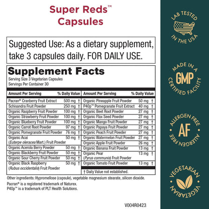 Purity Products Super Reds Capsules Formula (20+ Organic Super Fruits and Berries) Certified Organic Phytonutrients - 90 Capsules Purity ProductsBuy Supplements Australia