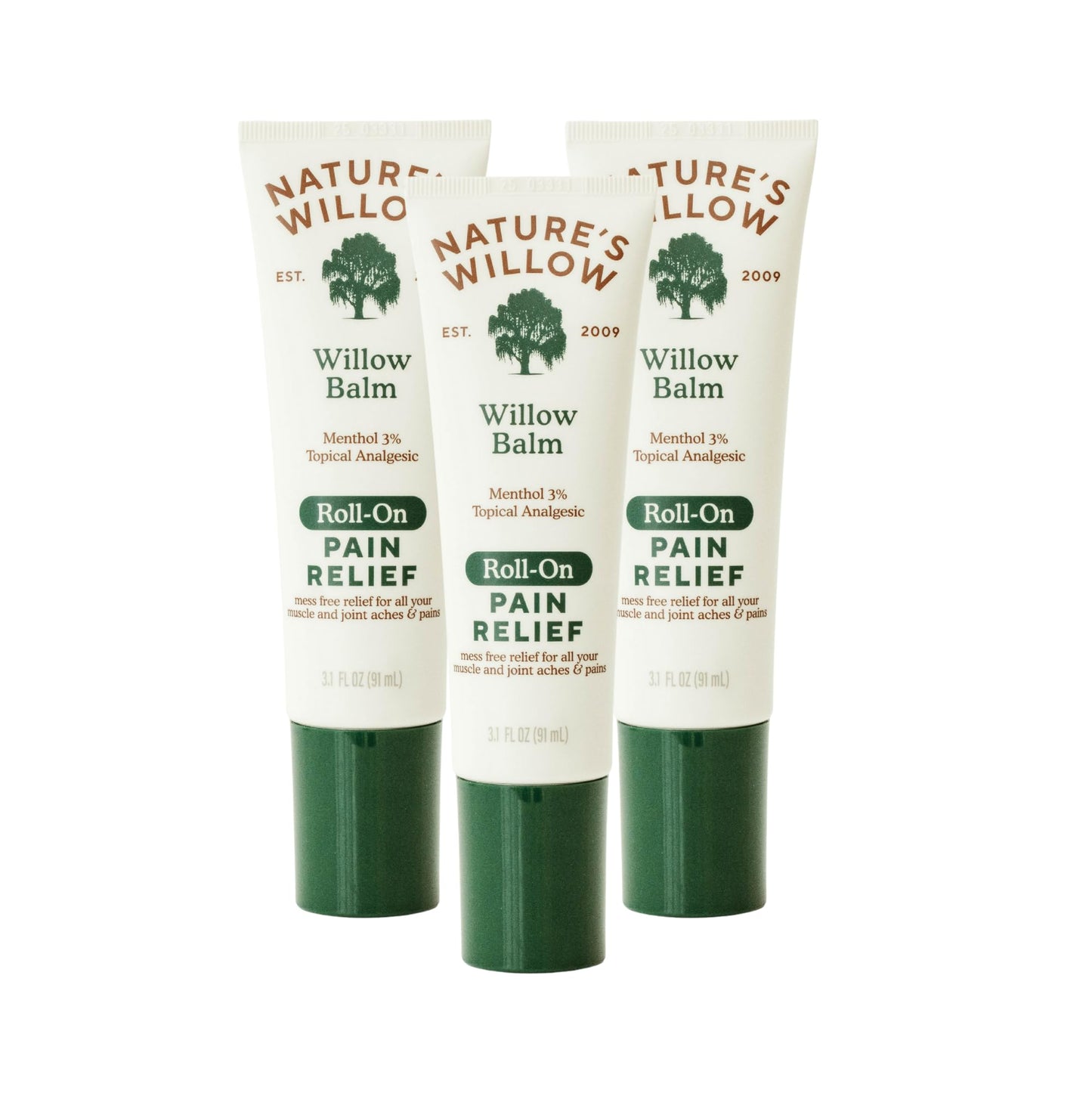 NEW Nature's Willow ROLL-ON Pain Relief | Fast-Acting, No-Mess Relief for Back, Neck, Knees & Joints | Willow Bark & Menthol | Clean, Fresh Scent | No Dyes or Artificial Fragrance | 3.1 fl oz | 3-Pack Nature's WillowBuy Supplements Australia