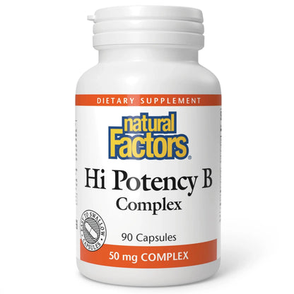 Natural Factors Hi Potency B Complex, 50 mg, 90 Capsules Natural FactorsBuy Supplements Australia