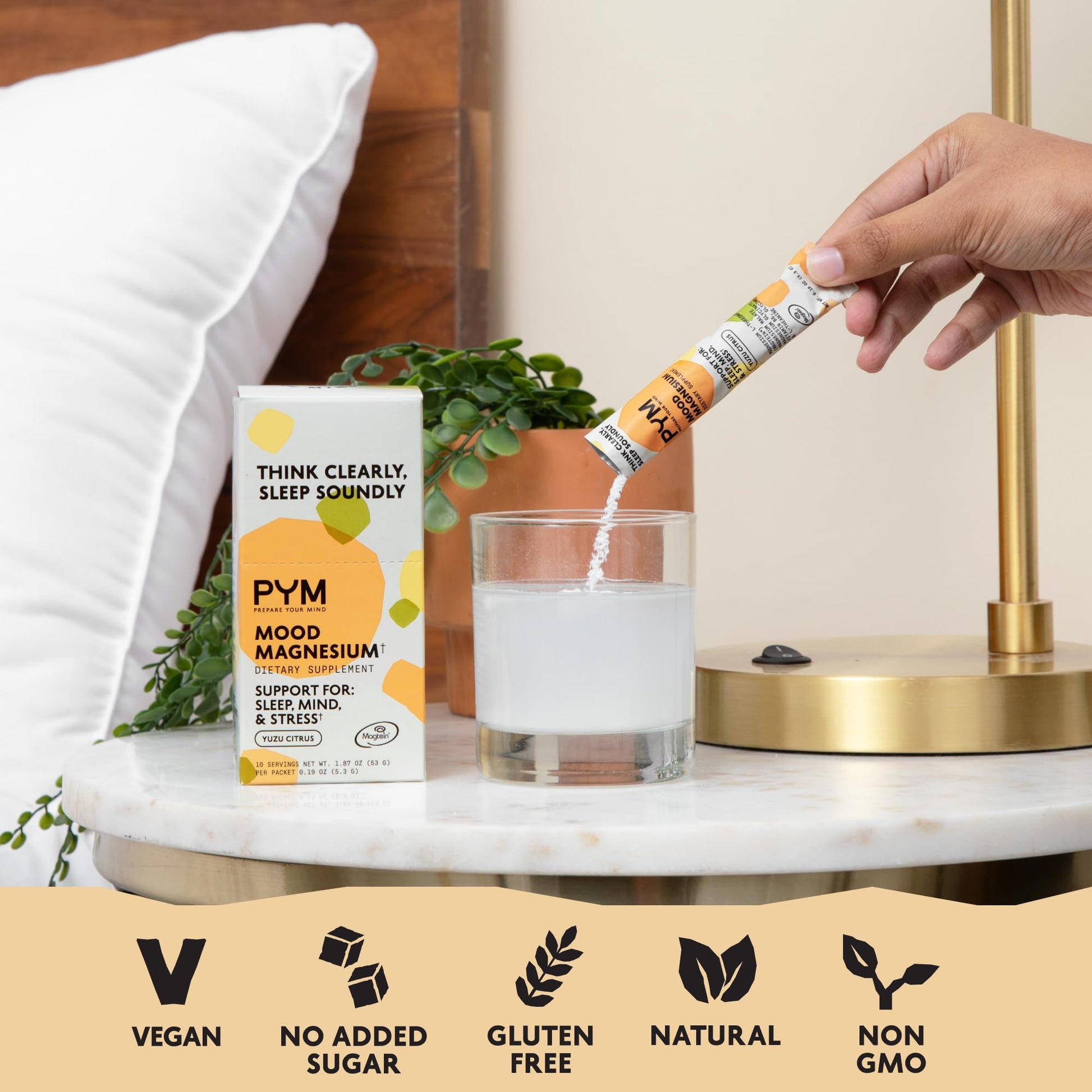 PYM Mood Magnesium Powder Packets (10-Servings) Magnesium Glycinate, L-Threonate & Malate Powder | Aid & Mood Support Supplement for Stress PYM HealthBuy Supplements Australia