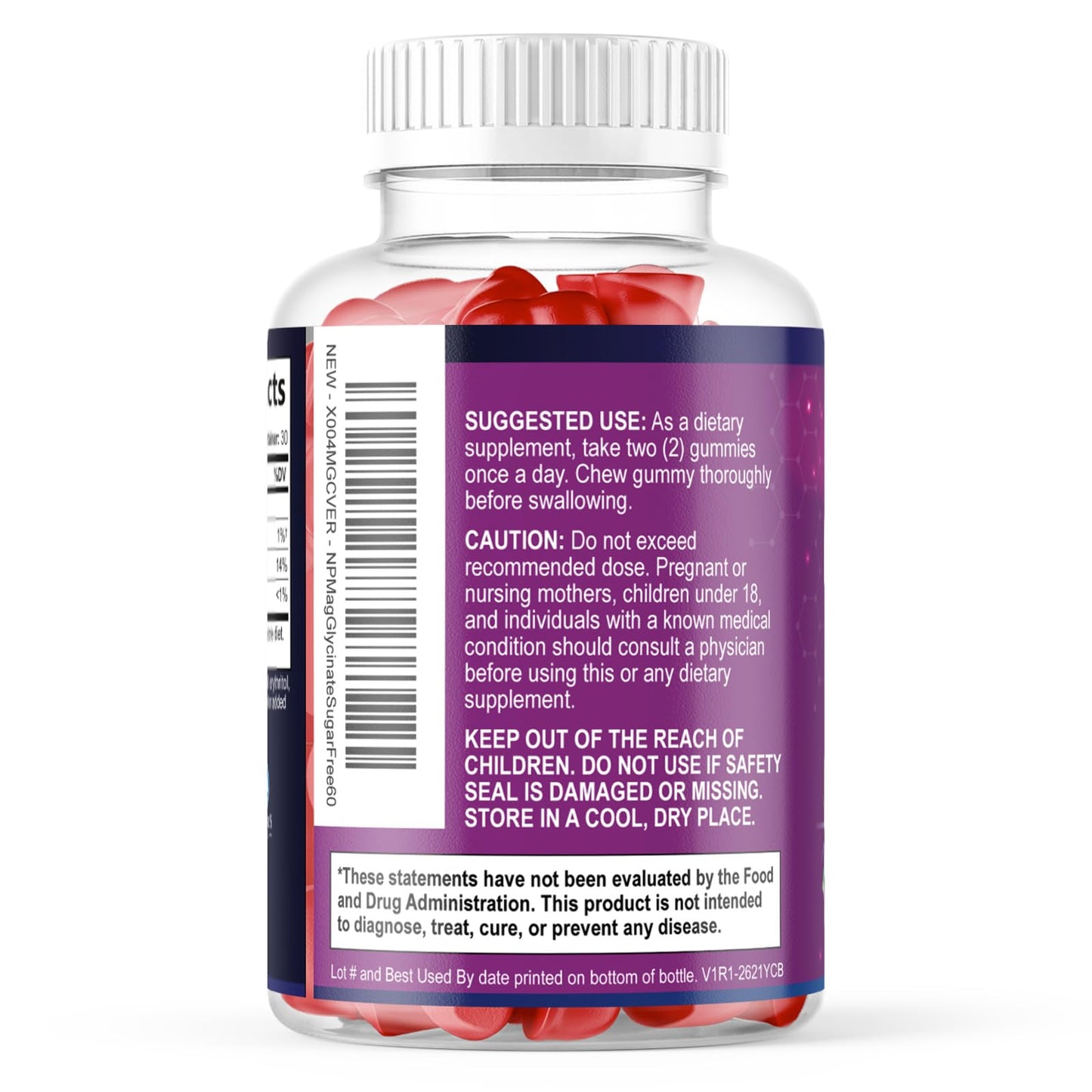 Magnesium Glycinate Gummies - Sugar Free - 100% Chelated Magnesium Gummy Supplement for Max Absorption - for Sleep Support & Heart, Muscle & Bone Health - Gentle on Stomach, Grape Flavor - 60 Gummies Nature's PeakBuy Supplements Australia