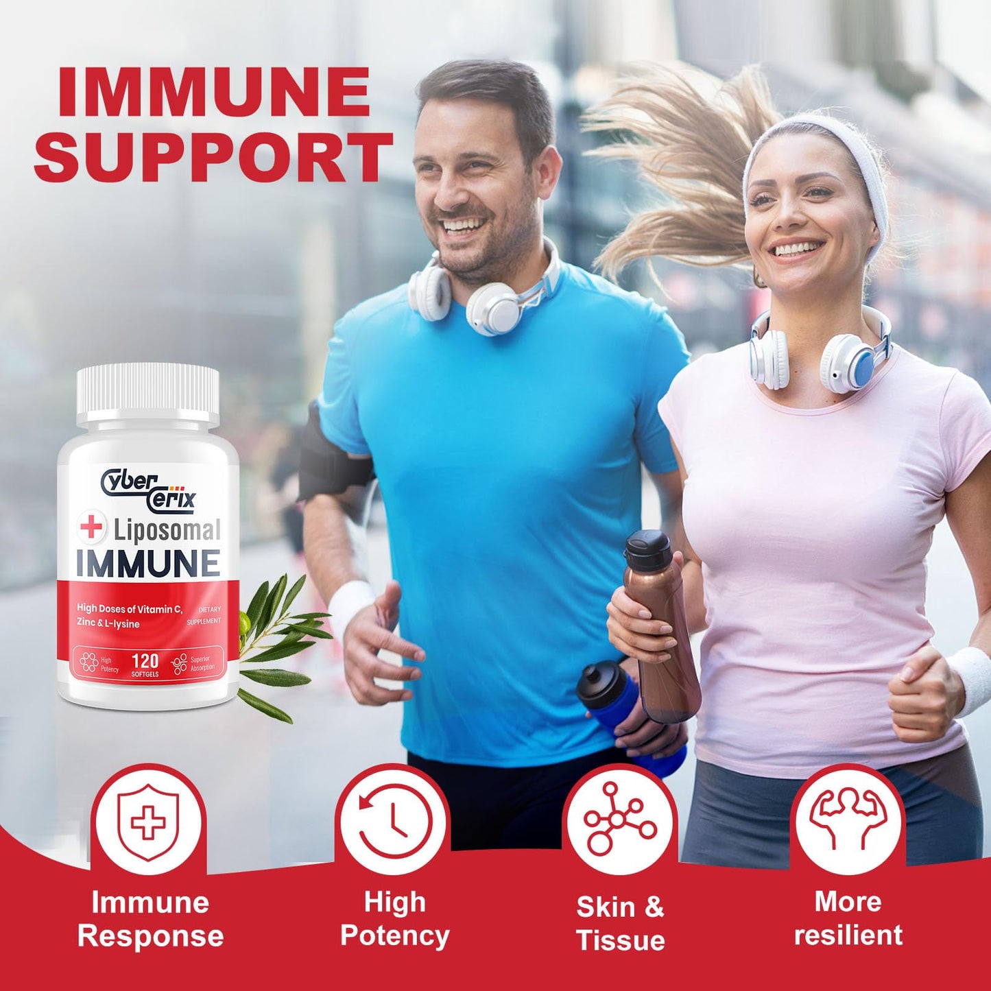 CyberCerix Advanced Liposomal Immune Supplement, Complex with L-Lysine 1,500mg, Vitamins, Minerals & Herbal Extracts, Comprehensive Daily Wellness Blend for Men & Women - 120 Capsules CyberCerixBuy Supplements Australia