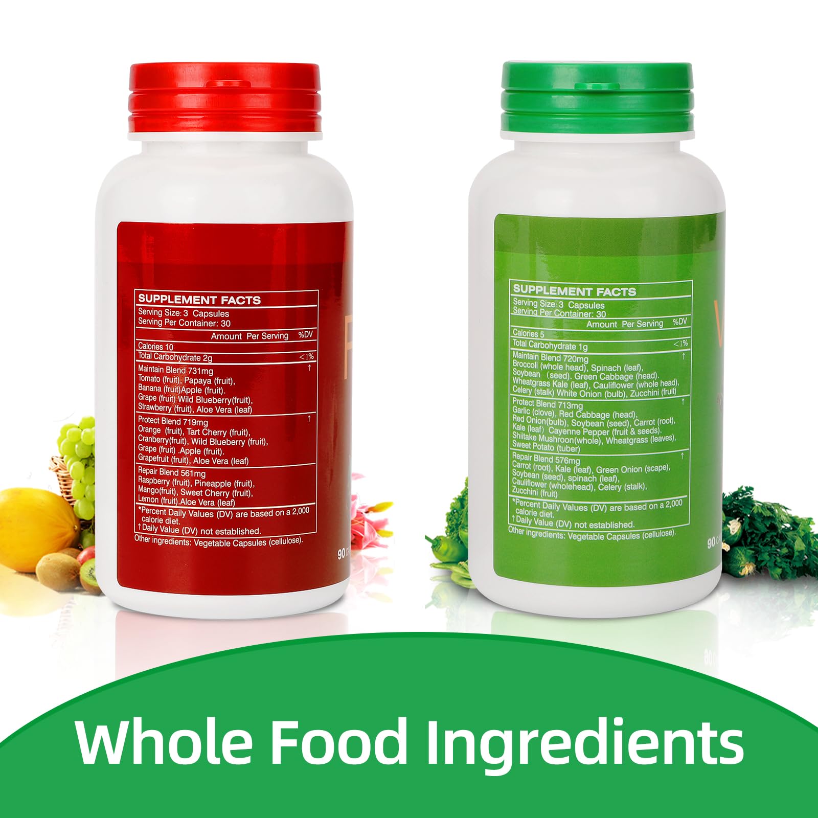 Fruit and Veggies Supplement Ingredients Natural – 4 Bottles 360 Total Vegetarian Capsules | Balance of Natural 16+18 Whole Fruits & Veggies Blend | Fresh Superfood Formula with Vitamins and Minerals JulyDeerBuy Supplements Australia
