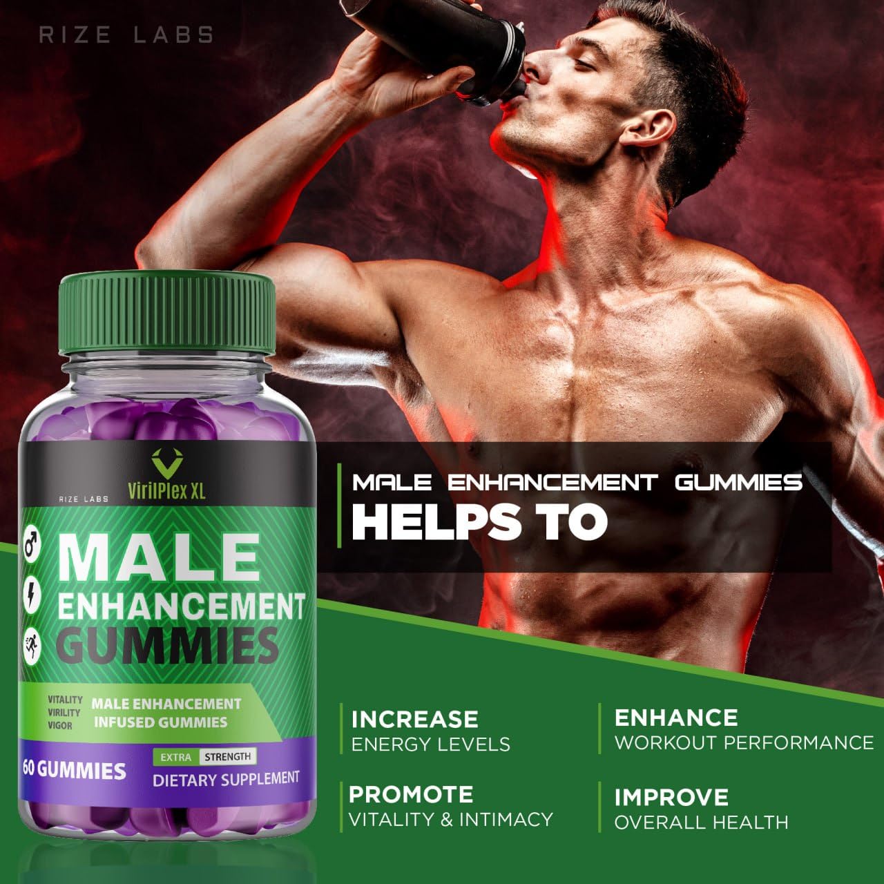 VirilPlex XL Male Performance Gummies, Premium Formula for Health and Wellbeing, VirilPlex XL for Men Gummys to Deliver Peak Performance Benefits, VirilPlexXL Gomitas (60 Gummies) rize labsBuy Supplements Australia