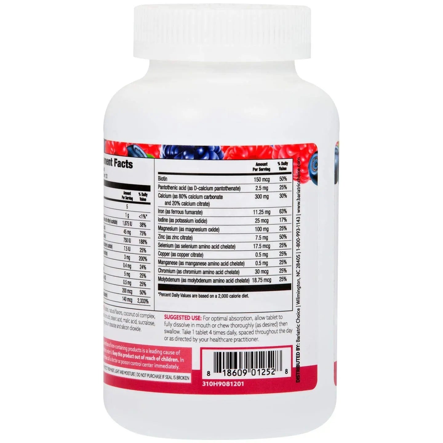 Bariatric Choice My Bariatric Chewable Multivitamin with Iron & 300mg Calcium, Berry (120ct) Bariatric ChoiceBuy Supplements Australia
