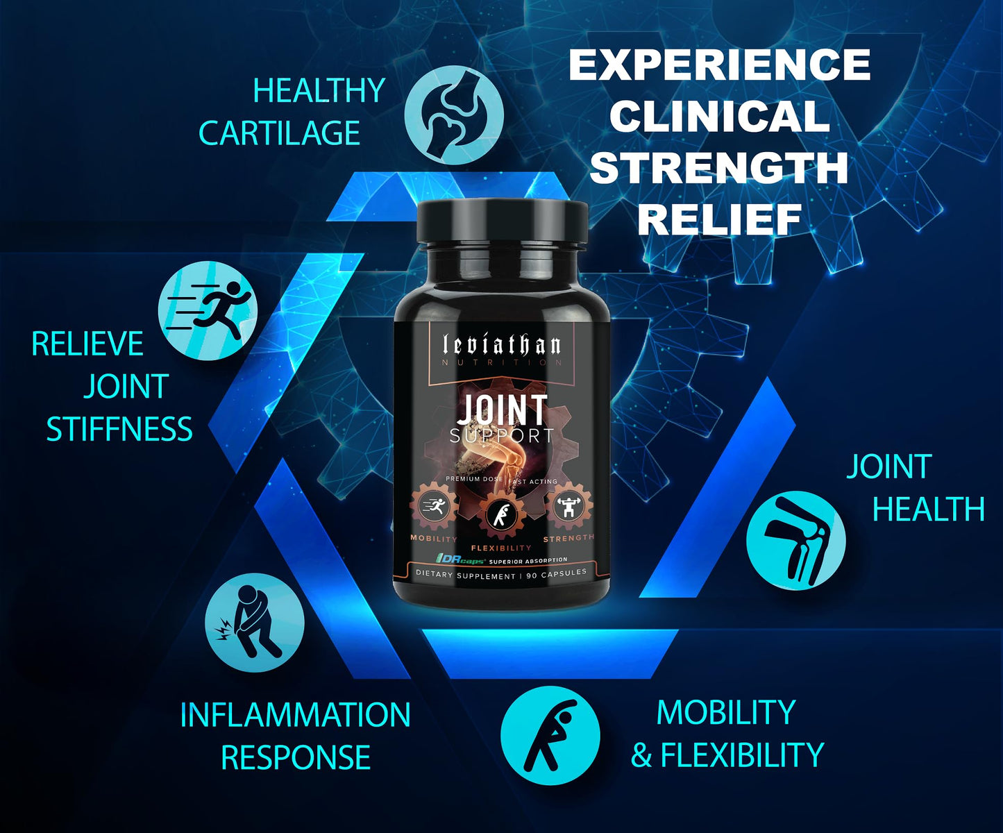 Leviathan Nutrition Joint Support | Helps Repair & Restore Joints for Comfort Mobility, Flexibility, Strength & Joint Health with Boswellia for Hands Back Knee and Joints for Men & Women - 90 Capsules Leviathan NutritionBuy Supplements Australia