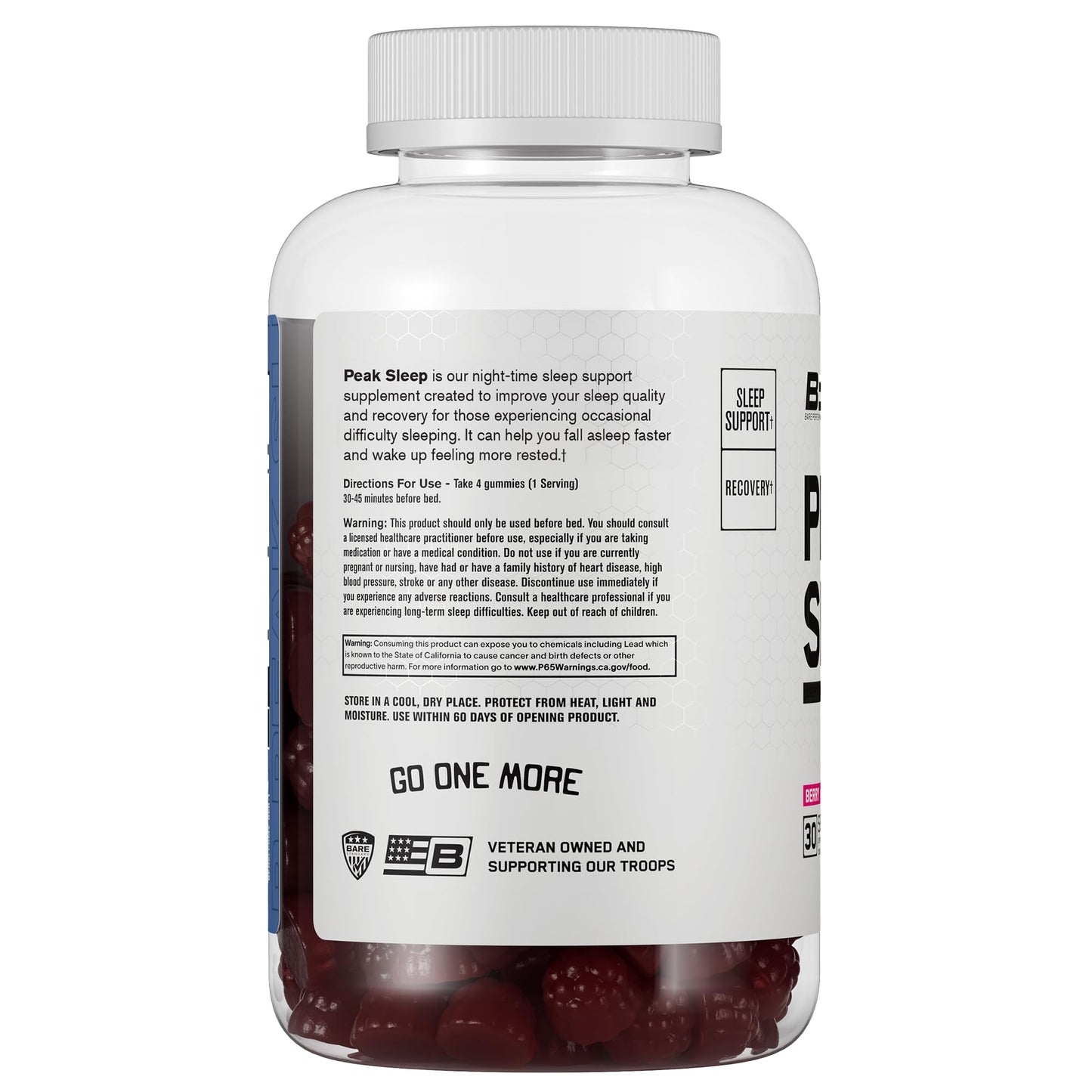 BARE PERFORMANCE NUTRITION, BPN Peak Sleep Gummy, Sleep Aid & Recovery Support Supplement, 30 Servings, Berry BARE PERFORMANCE NUTRITIONBuy Supplements Australia
