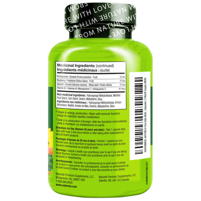 NATURELO One Daily Multivitamin for Women 50+ (Iron Free) - Menopause Support for Women Over 50 - Whole Food Supplement