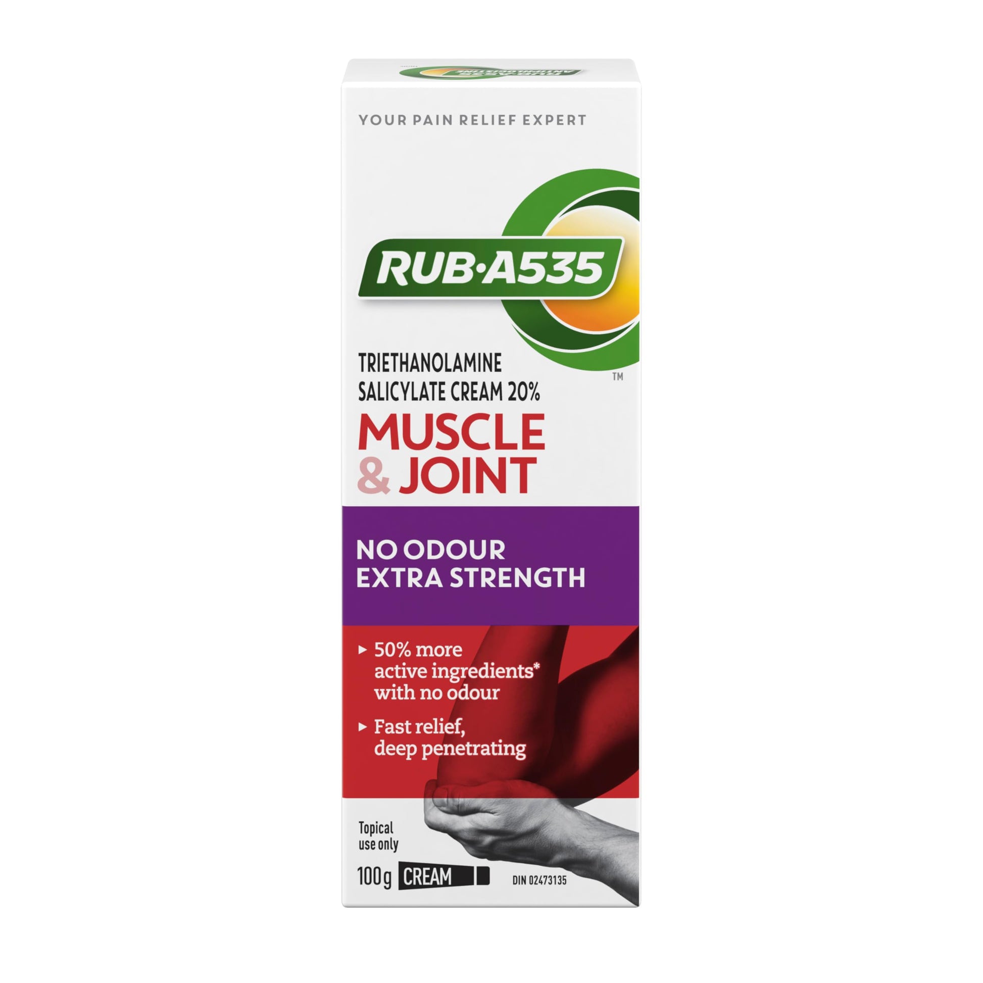 RUB A535 ULTRA STRENGTH NO ODOUR CREAM For Deep Penetrating Relief of Muscle, Joint & Arthritic Pain 100 g Rub A535Buy Supplements Australia