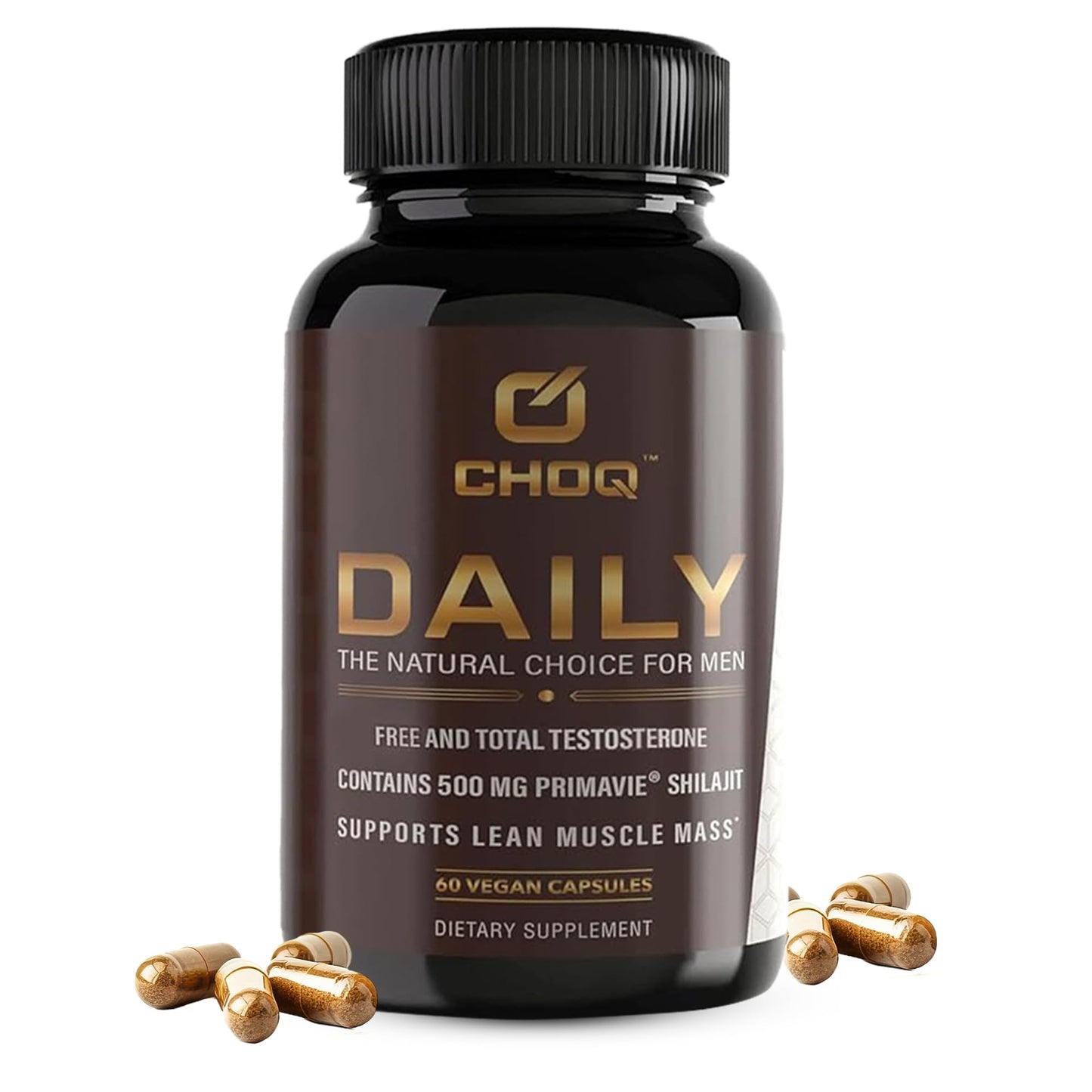 CHOQ Daily with 500mg PrimaVie Shilajit, Safed Musli, Tribulus - Natural Energy, Libido & Muscle Support - Daily Supplement for Men, 60 Vegan Capsules CHOQBuy Supplements Australia