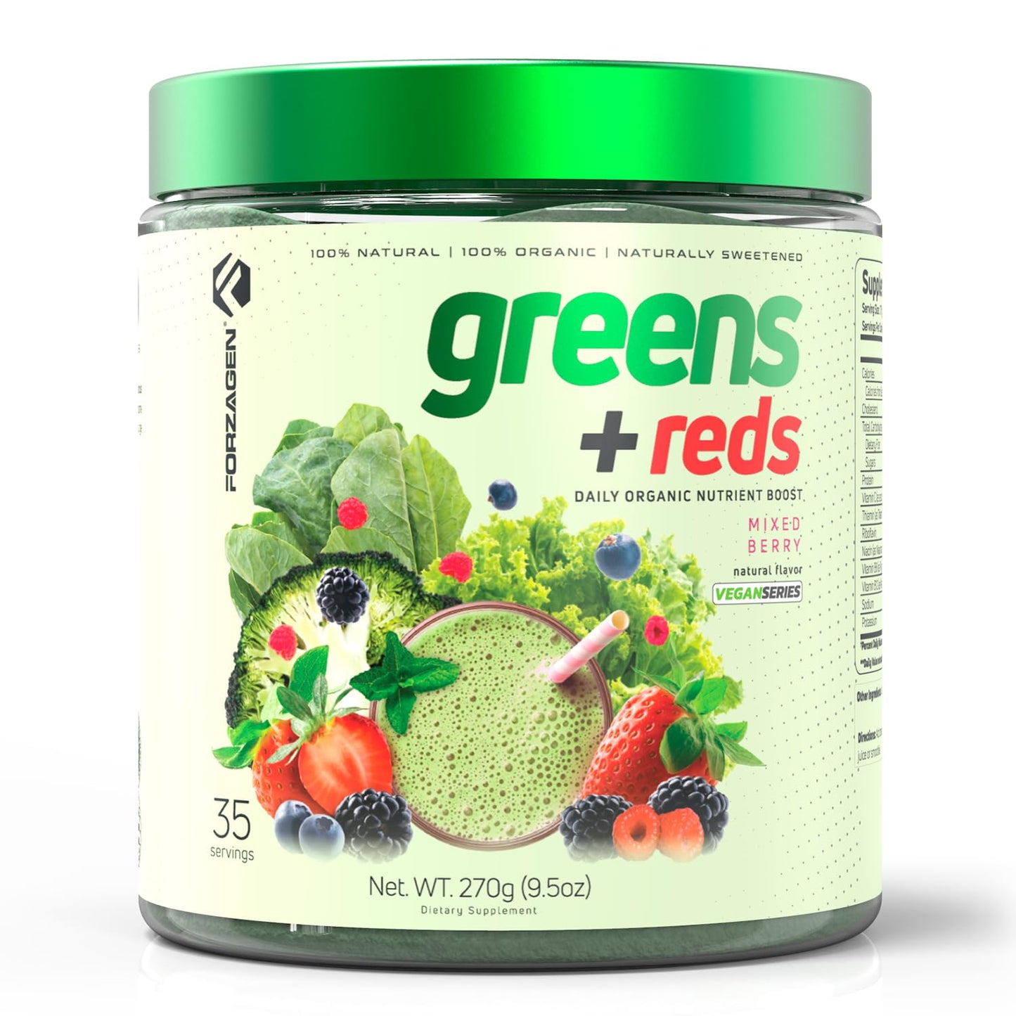 Forzagen Vegan Greens & Reds Superfood Powder - Organic Super Greens Powder | Premium Veggie Powder Supplement | 35 Servings Reds and Greens Superfood Powder ForzagenBuy Supplements Australia
