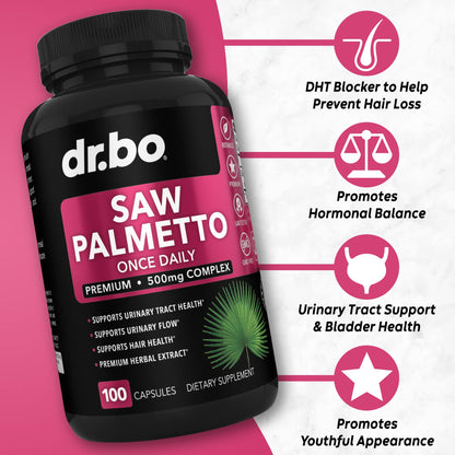 Saw Palmetto for Women Hair Loss - DHT Blocker for Women Hair Growth Plus Bladder DR. BOBuy Supplements Australia