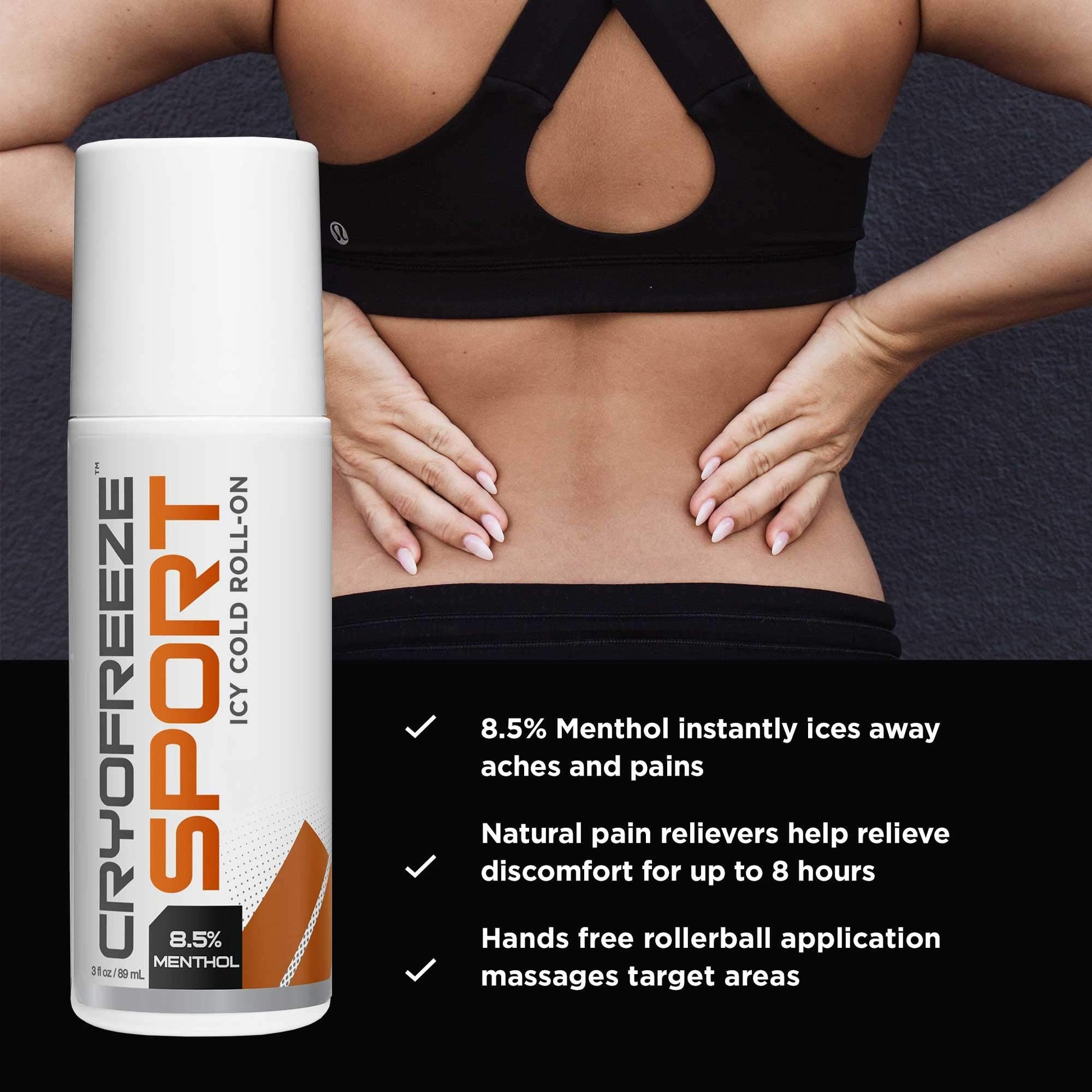 OMAX 3 Bottles CryoFreeze Sport ICY Cold Pain Relief Roll-On, 8.5% Menthol, Natural Pain Relief - 3 Bottles (3 oz Each) OMAXBuy Supplements Australia