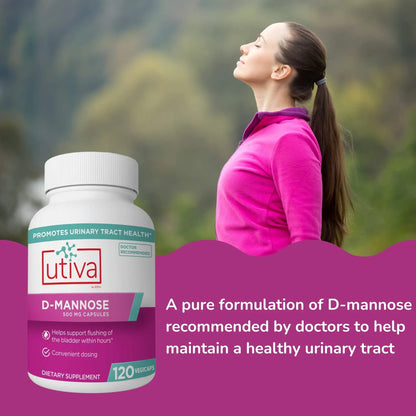 20% Bundle Utiva Cranberry PACs 30 Vegi Capsules Cranberry Supplement for Urinary Tract Health for Women and Men + Utiva D-Mannose 500mg 120 Capsules Naturally Flush The Bladder and Urinary Tract Szio+Buy Supplements Australia