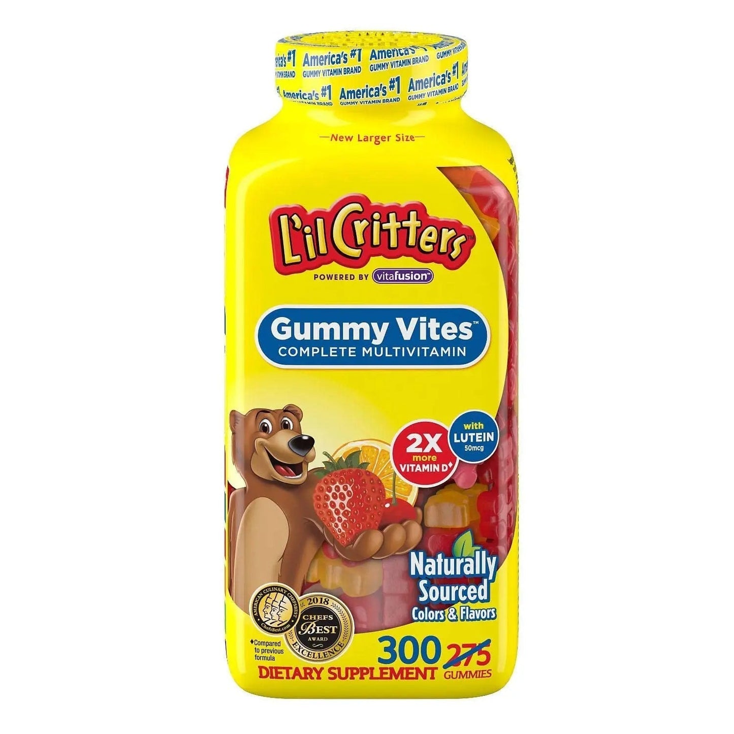 Gummy Vites Children's Chewable Gummy Bear Multivitamin Dietary Supplement, 300 Count L'il Critters Gummy Vites