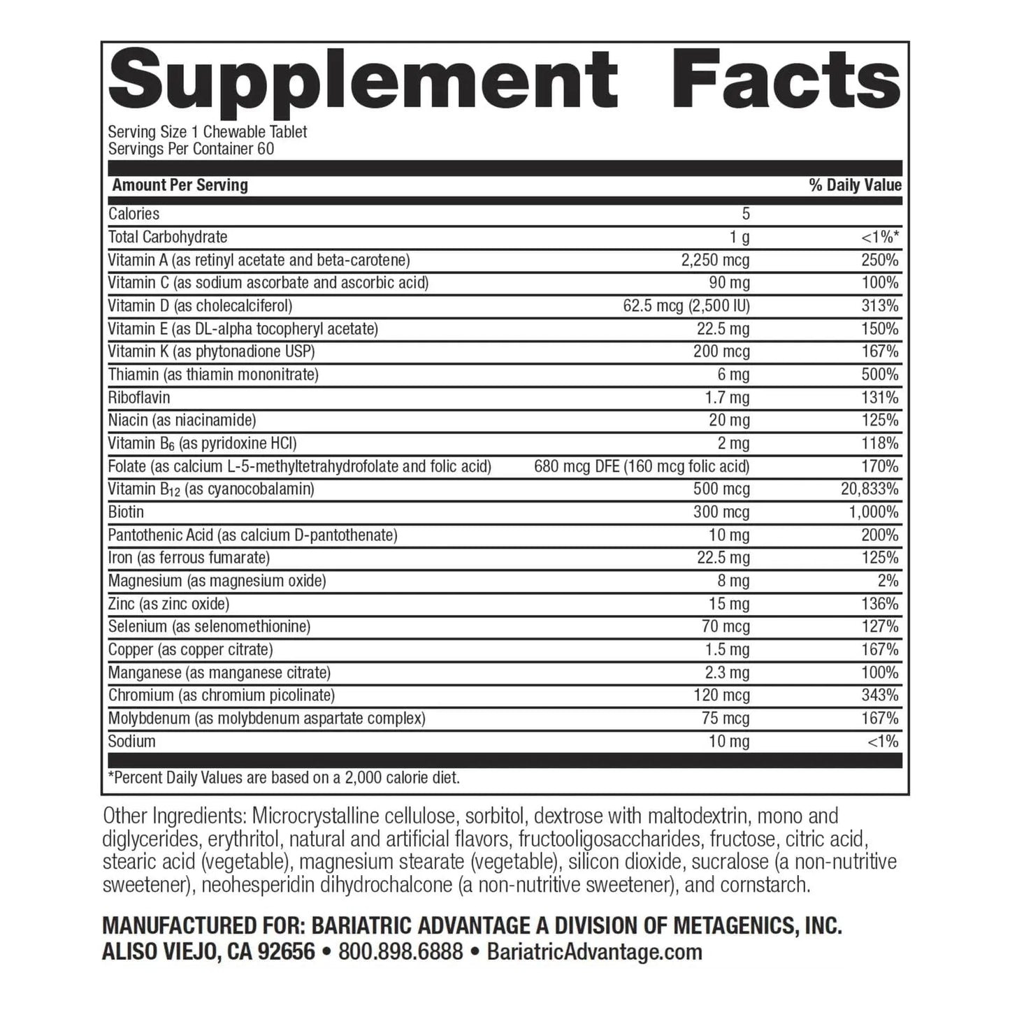 Bariatric Advantage Chewable High ADEK with Iron - for Bariatric Patients - High Potency Vitamin A, D, E & K - Includes B-Vitamins Bariatric AdvantageBuy Supplements Australia