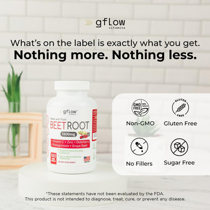 gflow vitamins Beet Root Capsules Organic - All Natural with Vitamin C and Zinc - Supports Heart Health & Stamina, Non-GMO, 180 Vegetarian Capsules | Made in USA gflow vitaminsBuy Supplements Australia