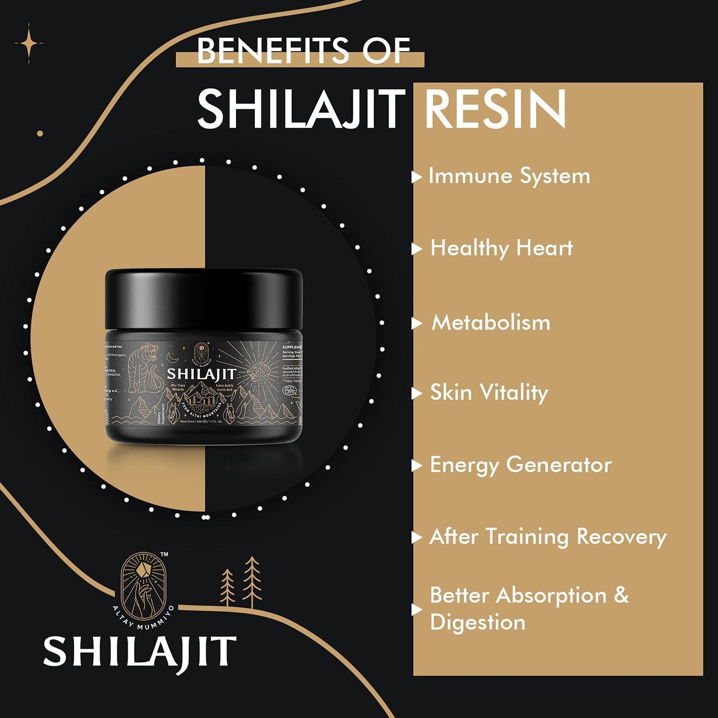 Shilajit Resin with Fulvic Acid & Trace Minerals, Original Siberian Pure Shilajit with 85+ Humic ALTAY MUMMIYOBuy Supplements Australia