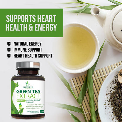 Green Tea Extract Capsules 1000mg 98% Standardized EGCG - 3X Strength for Natural Nature's NutritionBuy Supplements Australia